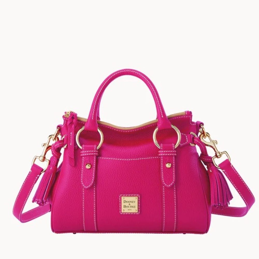 Dooney & Bourke Lucca Leather Satchel With Pocket in Fuschia